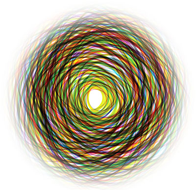 Illustration of several circular lines in different colors.