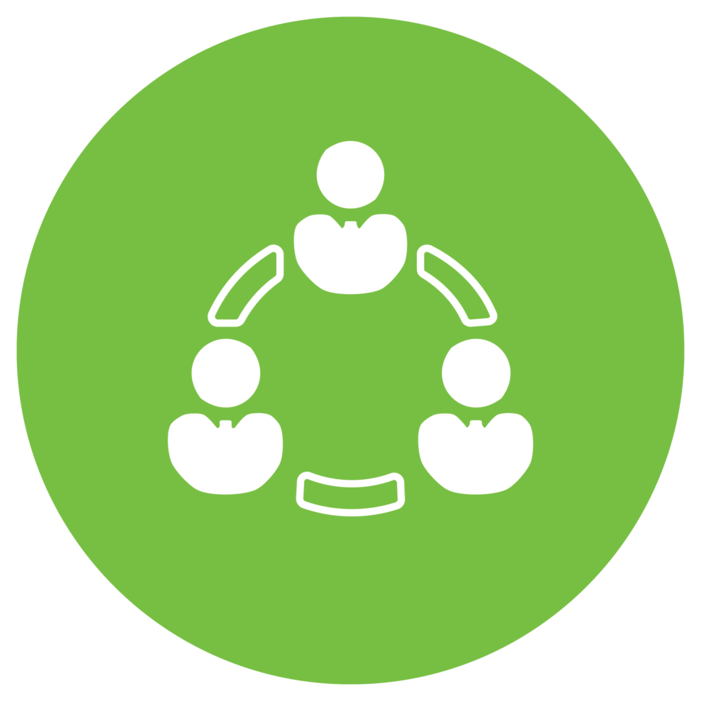 Illustration of three human figures in a circle.