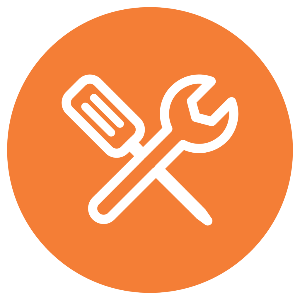 Illustration of a wrench and screwdriver.