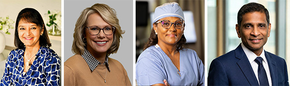 Banner with Paurvi Bhatt, Natalie Halverson, Joanne Hill, and Sreeni Checka headshots.