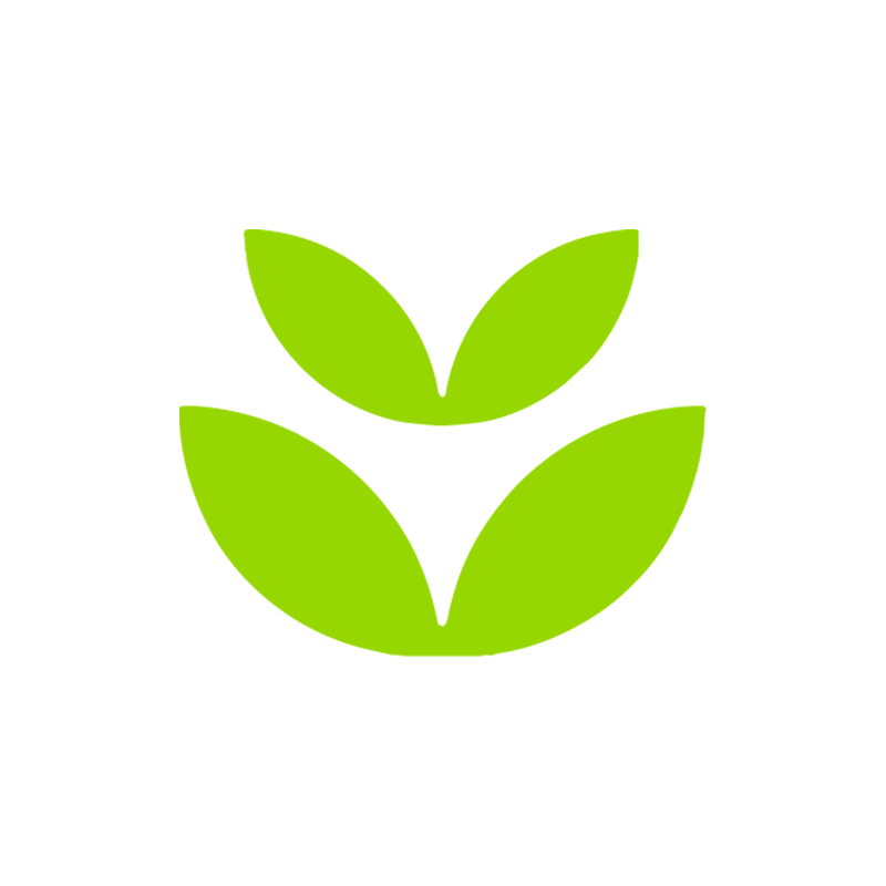 Green leaves icon with white border.